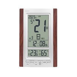 Hodogaya Electronics Sales Daily Calendar Digital Radio Clock Wood Grain Display Switching Function Brown