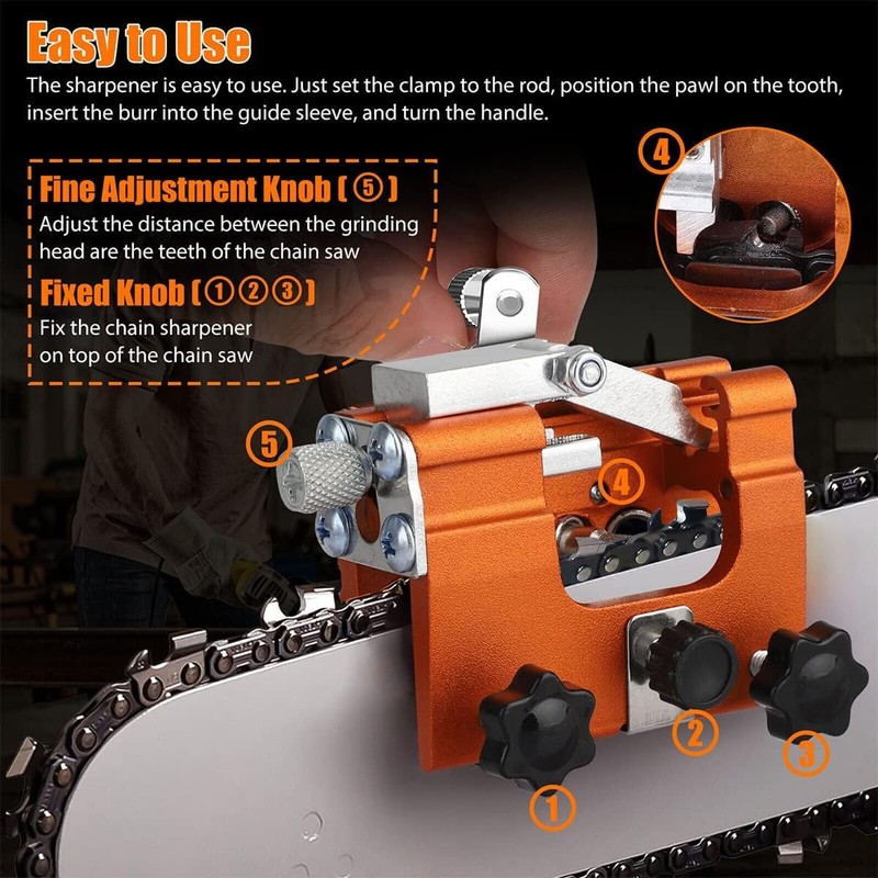 2 Sets Chainsaw Sharpening Jig Kit, Portable Hand Crank Chainsaw