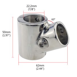 NRC&XRC Heavy Duty 316 SS Polished Boat Hand Rail Fitting- 60 Degree T/Tee Hinged/Split for 7/8" Tube