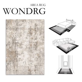 WondRg 2x3 Washable Area Rug for Entryway Non-Slip Brown Grey Neutral Carpet Low Pile Soft Thin Tapis Salon Abstract Modern Vacuumable Lightweight Small Door Mat for Entrance Kitchen Bathroom Indoor