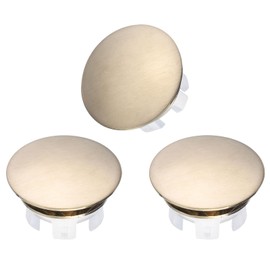 uxcell 3pcs Sink Overflow Rings, Bathroom Kitchen Basin Trim Bath Sink Hole Round Head Double Layer Brass Overflow Drain Cover Insert in Hole (Gold Tone, White)