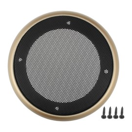 ACROPIX Universal 4" Car Speaker Grills Cover Mesh Round 4 Inch Ceiling Speaker Cover Audio Speaker Subwoofer Guard Protector Case with Mounting Screws Iron ABS Gold Tone Black - Pack of 1