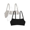 Fruit of the Loom Girls' Cotton Spaghetti Strap Sport Bra, Black Hue/White/Grey, 36