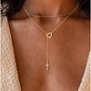 Ursteel Lariat Gold Cross Necklace for Women - Dainty 14K