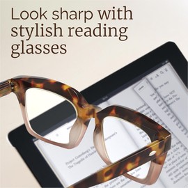 miyya 6 Pack Fashion Reading Glasses for Women, Blue Light Blocking/Anti UV Readers Oversized Square with Spring Hinge (M5 6 pack Mix, 3.5)