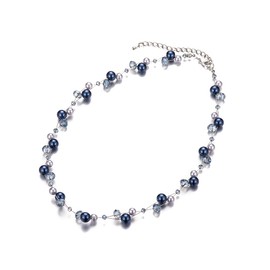 Bulinlin Women's Crystal Pearl Necklace, Silver Boho Statement Choker, Fashion Jewellery, Birthday Gift, Pearl Crystal Glass, No Gemstone