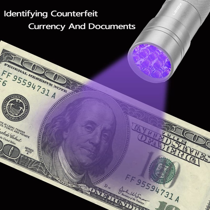 LEAGY 2 Pack 12 LED 395nm Mini UV Flashlights with