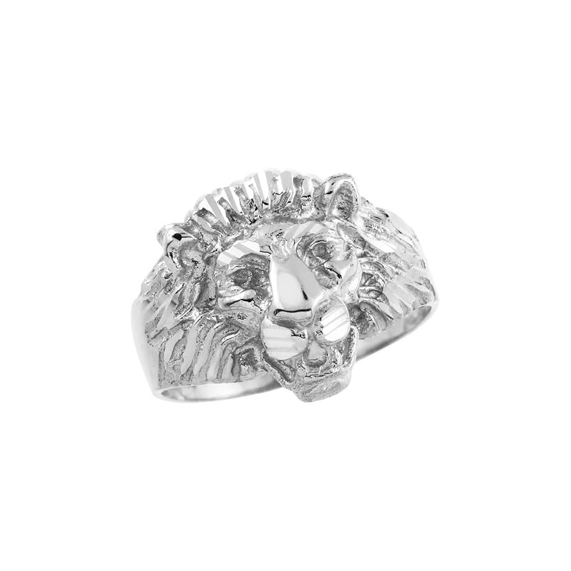 Claddagh Gold Silver Lion Head Men's Ring (7.5)