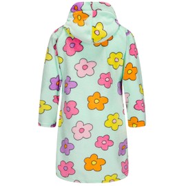 BTPEIHTD Kids Hooded Bathrobe Girls Soft Plush Hooded Flannel Pajamas Sleepwear Boys Spa Robe Aqua Rainbow Flower 9-10 Years