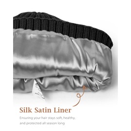 LiuSuper Satin Lined Beanie for Women Men, Winter Hats for Women, Slouchy Silk Lined Beanie, Warm Unisex Cuffed Beanie