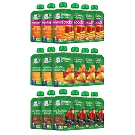 Gerber Organic Baby Food Pouches, 2nd Foods for Sitter, Fruit & Veggie Variety Pack, 3.5 Ounce (Set of 18)