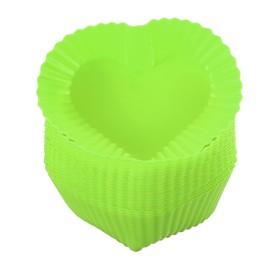QUARKZMAN 18Stk Silikon Cupcake Förmchen 2.75" Wiederverwendbare Backförmchen Antihaft Muffinform für Geburtstag Hochzeit Party Grünes Herz