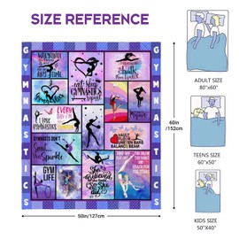Mosslink Gymnastics Lovers Blanket Gymnast Gifts for Girls Kids Teens Women Adult Birthday Gifts for Gymnast Ultra Soft Flannel Fleece Warm Cozy Lightweight Throw Blankets for Home Bed Sofa 60"x 50"