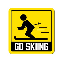 GO SKIING Original Design Store Ski Sticker Winter Outdoor Sticker 3.9 x 3.9 inches (100 x 100 mm), For Cars, Motorcycles, Outdoors, Waterproof, Scratch Resistant