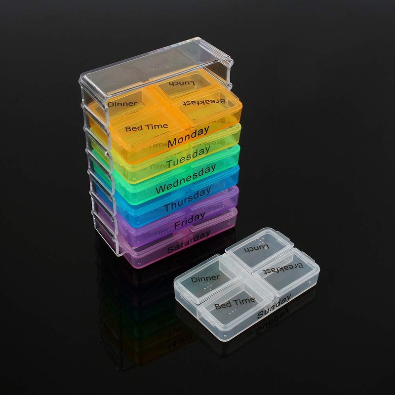 Jwthee Weekly Pill Organizer 4 Times A Day, Large Daily