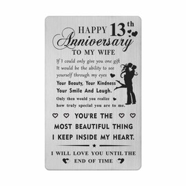 HYHYDHP 13th Wedding Anniversary Card Gifts for Wife - Happy 13 Year Anniversary Card for Her Women