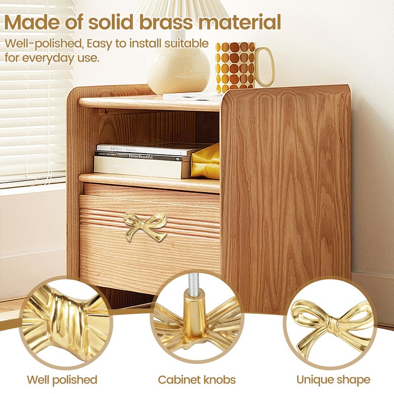 UKQRRTC Solid Brass Bow Drawer Knobs and Cabinet Pulls -