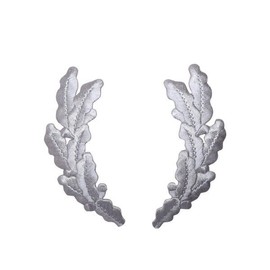 1 pair Iron on patch applique Scrambled Eggs - gray 3-3/4" x 1-5/8"