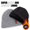 BISON DENIM Men's Knitted Beanie Hat Warm Fleece Running Hat