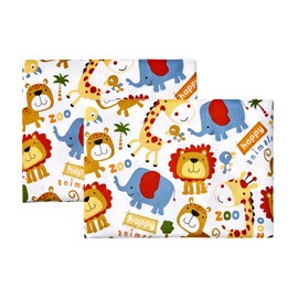 Toddler Pillowcases Cotton Baby Pillow Covers 2 Packs for Boys Girls Kids Bedding Travel Sleepy Fit for 14X 19" 13"x18" 12"x16"Pillows(Happy Animals)