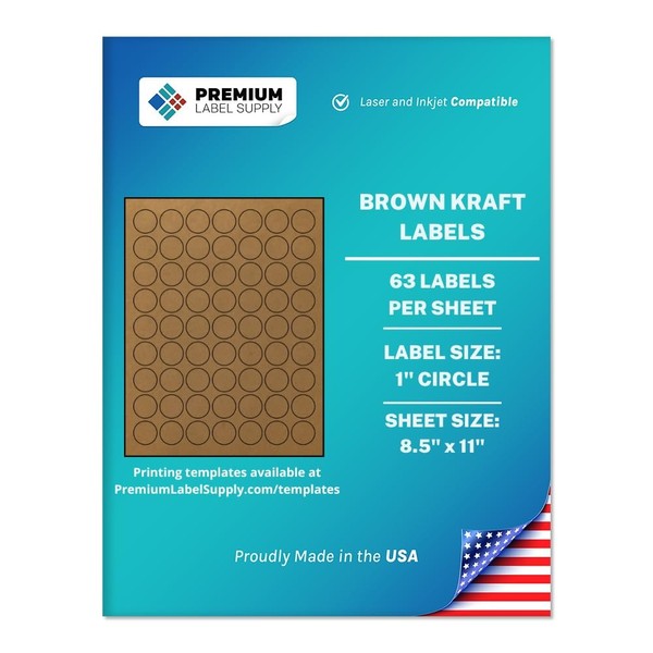 Premium Label Supply Brown Kraft Sticker Round Labels – 1"
