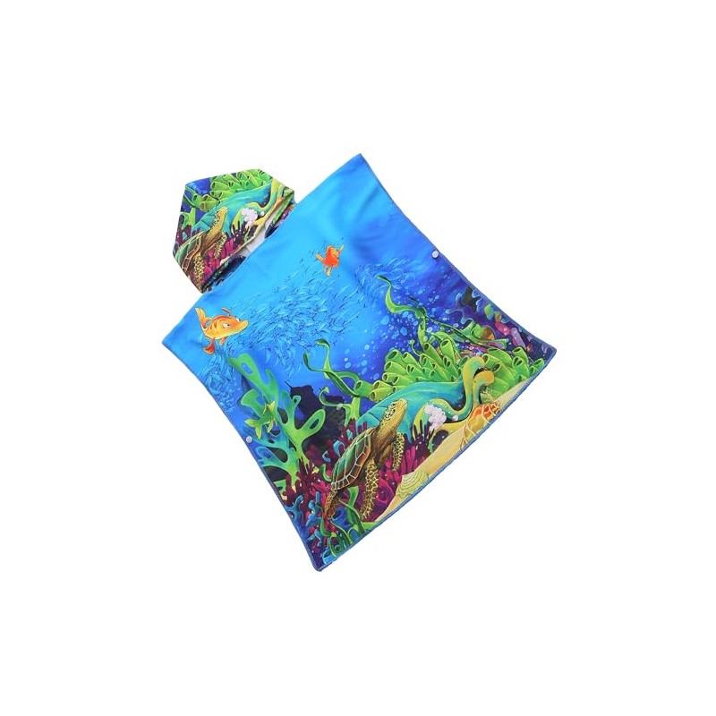 FEBE Bath Poncho Children's Ocean Bath Towel with Hood Bathrobe