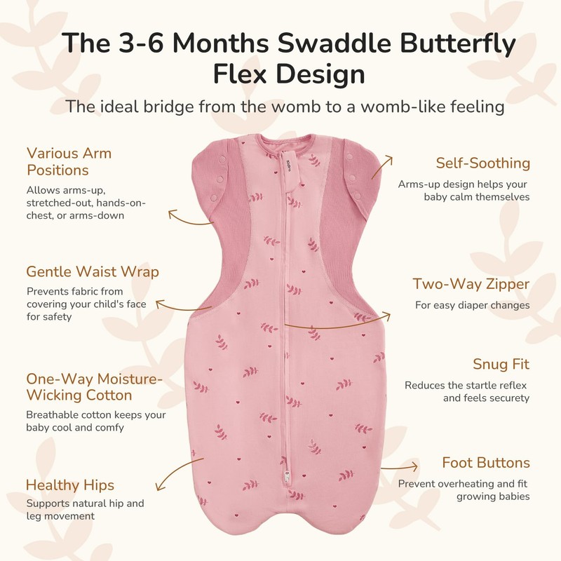 Transition Swaddle Sleep Sack, 3-6 Months, 12-18 lb, Arms In/Out,