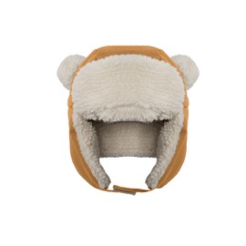 7AM Enfant Toddler Winter Hat - Cute Bear Ears Kids Trapper Hat for Baby Boys & Girls, Water Repellent Winter Hat with Warm Vegan Sherpa Lining | Chapka Hat, Benji (Smokey, 4-6Year) Cognac