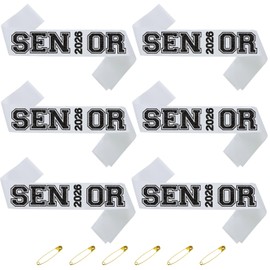 6pcs Silver Senior 2026 Sashes with Black Glitter Printing Letters，2026 Graduation Celebrations Sashes, Class of 2026 Sash for Graduation Party, Senior Cheer Sasesh, Class Competition Sashes