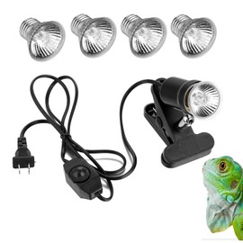 ​Spotted SALAMAER Rotatable Reptile Heat Lamp with 4PCS 50W UVA UVB Light Bulb Basking Spot Light Simulated Sunlight Heating Lamp Turtle Lizard Beared Dragon Amphibians (Timer Dimmer Black+4PCS50w)