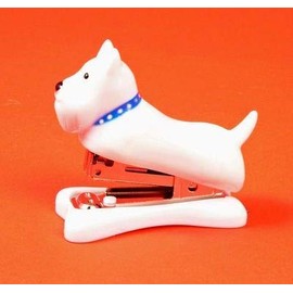 White Dog Small Stapler Westie Detailed Glossy