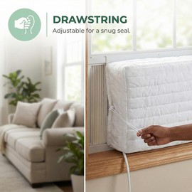 Little World Indoor Air Conditioner Cover - Window AC Covers for Inside, White Double Insulation, 21 x 15 x 3.5 Inches