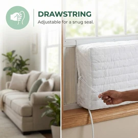 Little World Indoor Air Conditioner Cover - Window AC Covers for Inside, White Double Insulation, 21 x 15 x 3.5 Inches