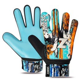 Jazzy Sports Soccer Goalie Gloves,Funky Football Goalkeeper Gloves for Kids Boys Children Youth with 4mm Latex for Strong Grip (Cyan Blue, Size 3 Suitable for 5-6 Years)
