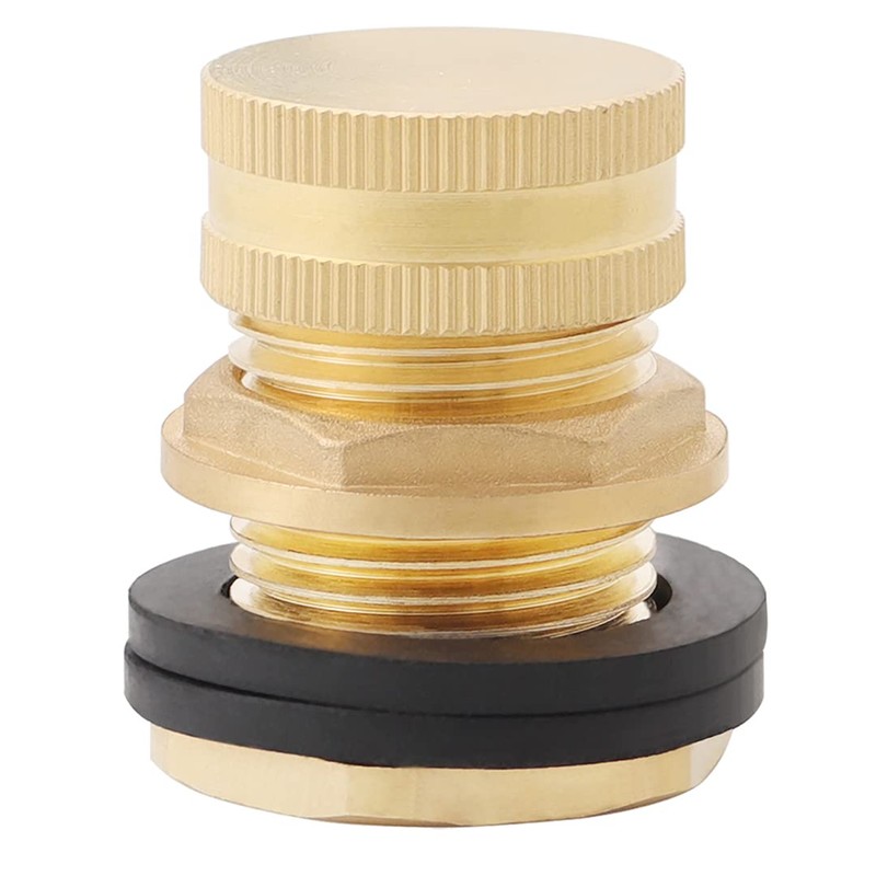 Carvedexquisitely Brass Tank Bulkhead Fitting With Plug,Double 1/2" Female NPT