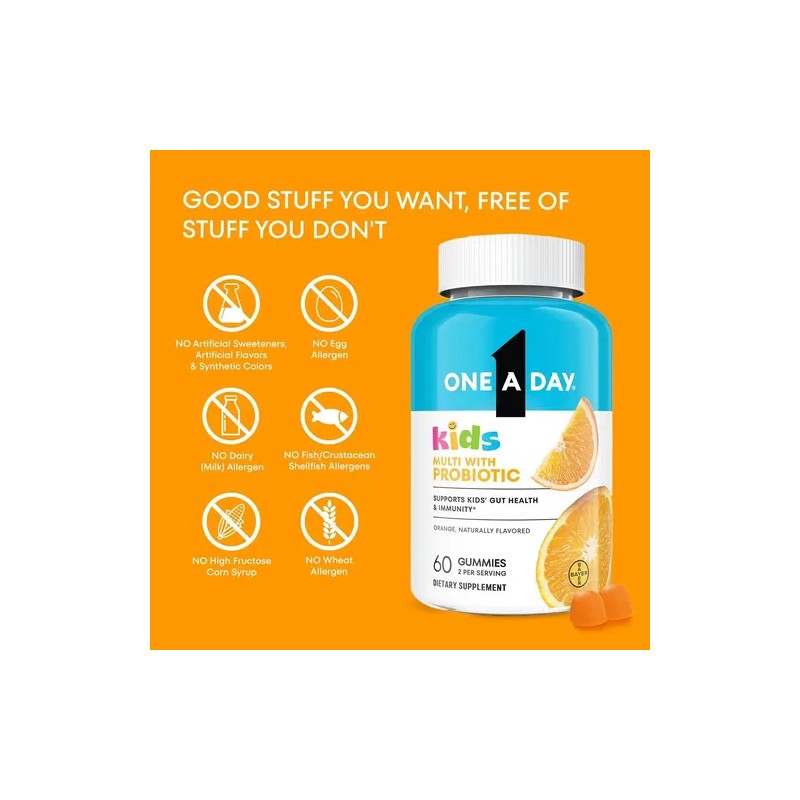 One A Day Multivitaminico + Probióticos Para Niños 60gomitas