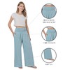 LOFBAZ Women Summer Flowy Cotton Linen Palazzo Wide Leg Pants