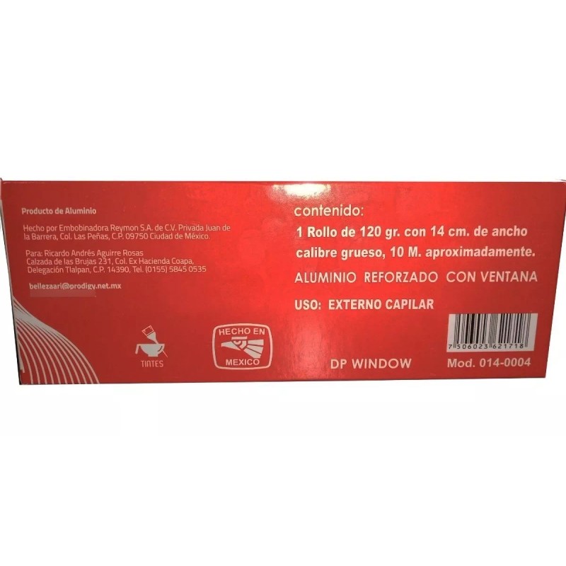 Ari 2 Papel Aluminio Con Ventana 120gr Para Estetica/barberia