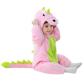 TONWHAR Kid's and Toddler's Costume Baby Animal Outfit Baby Boys' Girls' One-Piece Rompers Jumpsuit(6-12M,Pink Dinosaur)