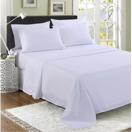 100% Egyptian Cotton Flat Sheet, 200 Thread Count Ultra-Soft Long Staple Bed Sheet, Luxury Hotel Quality Bedding Sheet, Shrinkage & Fade Resistant Top Sheet- Easy Care (Super King, White)