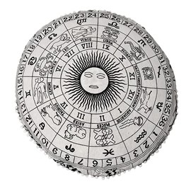 My Dream Carts Round Floor Pillow “Cover Only” Horoscope Mandala Cushion Cover Pouf for Meditation Room Decor Zodiac Sign Round Throw Pillows Black White Astrology (32” Pillow Cover, Without Filler)