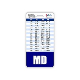 MD Badge Buddy Vertical w/Height & Weight Conversion Charts (Standard, Navy)