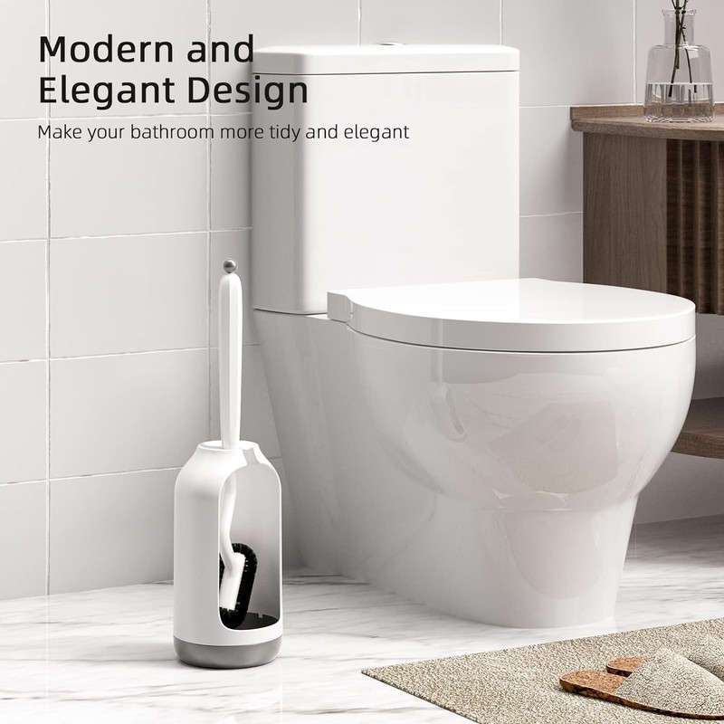 HAMITOR Toilet Bowl Brush Holder Set: 2 Pack Bathroom Deep