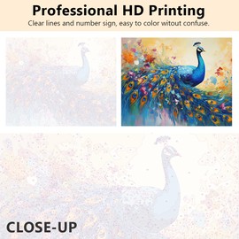 TUMOVO Animal Paint by Numbers, Beautiful Peacock in Flower Garden Paint by Numbers for Adults Colorful Paint by Number with Brushes and Pigment, Arts Craft for Home Decor, 16x20 Inch (Frameless)