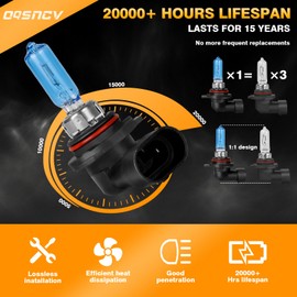 OQSNCV Fit for GMC Acadia (2013-2022) Halogen Headlight Bulbs, 9012 High/Low Beam Light Headlamp Replacement Bulbs Kit 100W 4200K, Pack of 2