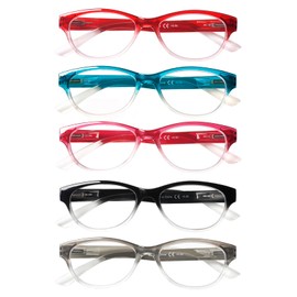 SIGVAN Ladies Cat Eye Reading Glasses 5 Pairs Blue Light Blocking Spring Hinge Fashion Pattern Print Readers for Women (colorful 5, 4.00, x)