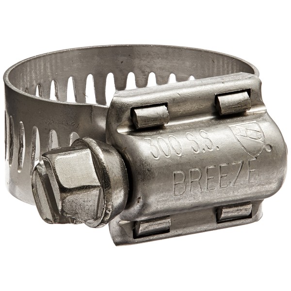 Breeze 63010H Marine Grade Power-Seal Stainless Steel Hose Clamp, Worm-Drive,
