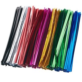 700pcs 4" Metallic Twist Ties, 7 Colors for Bakery, Candy Bags, Coffee Bags, Goodie Bags