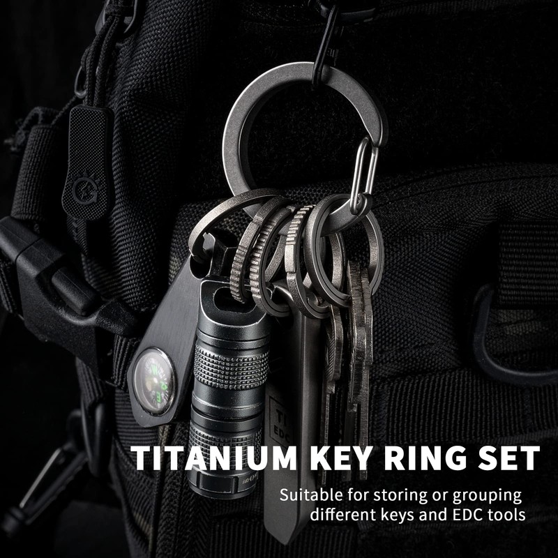 TISUR Titanium Round Carabiner Clip,Heavy Duty Key Ring Holder,Spring O