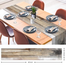 Emvency Farmhouse Table Runner, Abstract White and Brown Art Painting for Kitchen Coffee Table Family Dinners Holiday Parties Wedding Events Decor(13x60 inch)